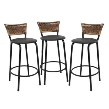 Imagem de Kit 3 Banquetas Banco 60cm Para Casa Balcão Bancada Área de Lazer Barzinhos Cozinha Gourmet Piscina(Assento Preto)