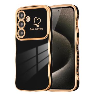 Imagem de DEFBSC Capa para Samsung Galaxy S25 FE, moldura encaracolada em forma de onda fofa capa de coração de amor para meninas e mulheres, proteção total para lentes de câmera macia durável TPU à prova de