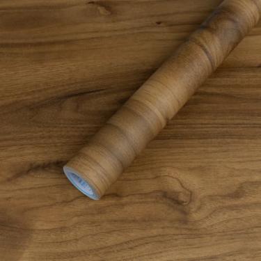 Imagem de Papel de parede de grão de madeira marrom, papel de parede autoadesivo, película de vinil removível para armários de bancada gaveta de mesa 39,9 cm x 299,7 cm