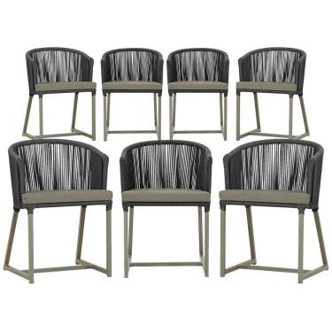 Imagem de 7 Cadeiras De Jantar área Noronha Fendi E8 Trama  Preto