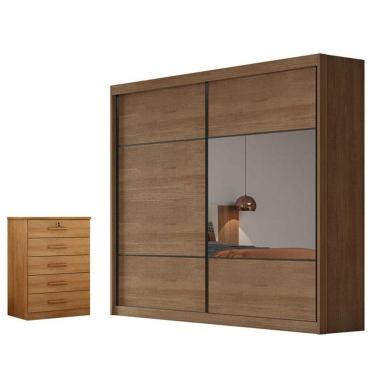 Imagem de Guarda Roupa Casal Belmonte E Gaveteiro Suiça Com Chave Cumaru 23 - Novo Horizonte