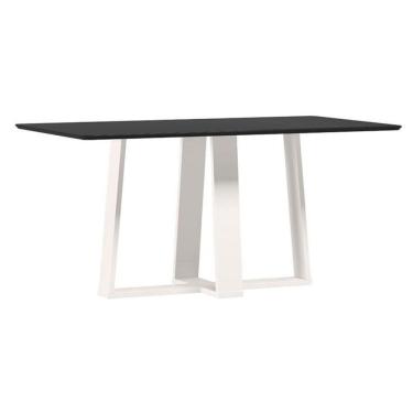 Imagem de Mesa De Jantar Rubi 160x90 Cm Com Vidro Off White Preto – New Ceval