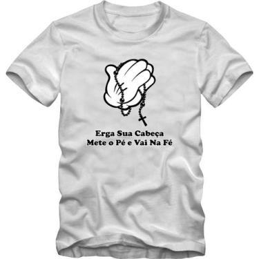 Imagem de Camiseta Masculina Estampa Samba Fé Mãos com Terço Algodão Manga Curta