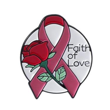 Imagem de Broche Pin Rose Ribbon, crachá redondo de lapela esmaltado - Yiweisai