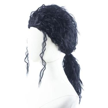 Imagem de Peruca de cosplay preta encaracolada com rabo de cavalo sintético de 6