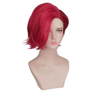 Imagem de Peruca de cosplay curta vermelha de 25 cm com franja lateral para adol