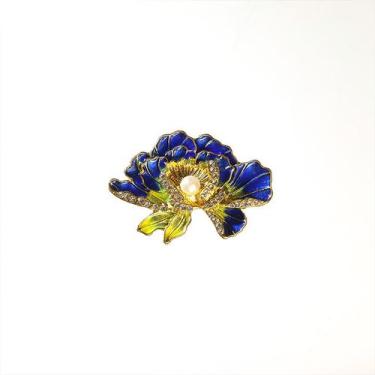 Imagem de Alfinete de broche, elegante flor de peônia, liga de esmalte de estilo