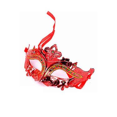 Imagem de Máscara de festa, capa facial vermelha de plástico para crianças, Nata
