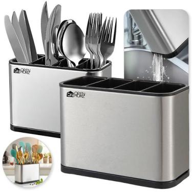 Imagem de Escorredor De Talheres Inox Para Pia Louças Cozinha Com 4 Divisões Ute