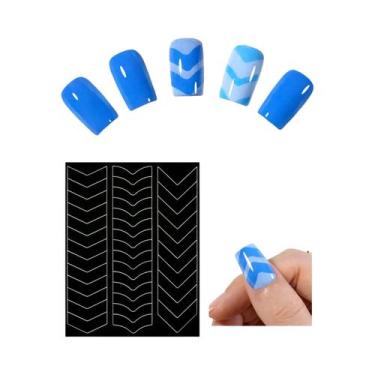 Imagem de Adesivos De Unha Francesa Vazados Em V Com 6 Estilos, Guias Autoadesiv