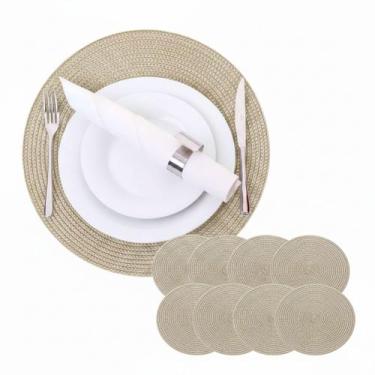 Imagem de Kit Jogo Americano Redondo Impermeável 38 cm Jantar 8 Peças - Bmax, Pa