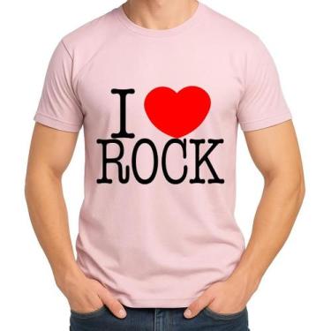 Imagem de Camisa Camiseta de Algodão Masculina Feminina Unissex  I Love Rock  Eu