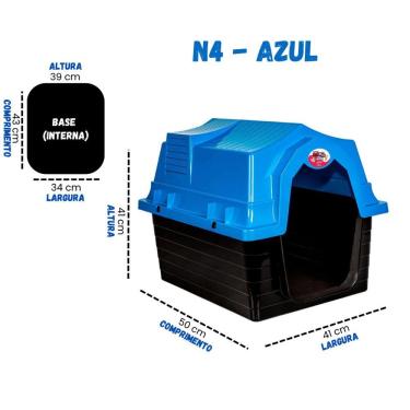 Imagem de Casinha para Cachorro OEM N4 Unishop para Cães Pequeno e Médio Porte em Plástico Azul 4...