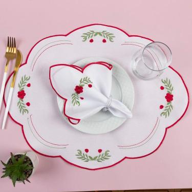 Imagem de Jogo Americano Sousplat Mesa Posta Bordado Guardanapo 12 Peças