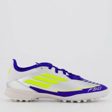 Imagem de Chuteira Adidas F50 League Messi Society Juvenil Prata e Azul-Unissex