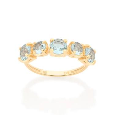 Imagem de Anel Rommanel Folheado a Ouro com Cristais Redondos 513038, 18, Dourad