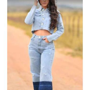 Imagem de Jaqueta Jeans Clara Feminina Modelo Curtinha - Blenk Jeans, 40 (M)