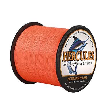Imagem de Hercules Linha de pesca trançada super forte 4 fios super econômico de 1,8 kg a 2,3 kg Teste para água salgada, 109/328 / 547/1094 jardas (100 m / 300 m / 500 m / 1000 m), Diam# 0,08 mm - 0,55 mm Pesca esportiva, Laranja, 70LB(31.8KG)-0.44MM-328YDS(300M)