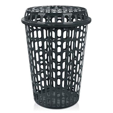 Imagem de Cesto De Roupa Telado Com Tampa 60 L Preto Multiuso Arqplast