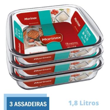 Imagem de Travessa Assadeira Lasanheira 1,8L Quadrada Marinex - 3 Un