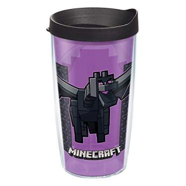 Imagem de Tervis Feito nos EUA copo de parede dupla Minecraft isolado mantém as bebidas frias e quentes, 473 g, Ender Dragon