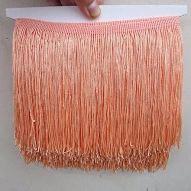 Imagem de jarda 15 cm de largura guarnição de franja de renda rosa borla guarnição de franja para vestido latino acessórios de roupas de palco borla de fita de renda, champanhe