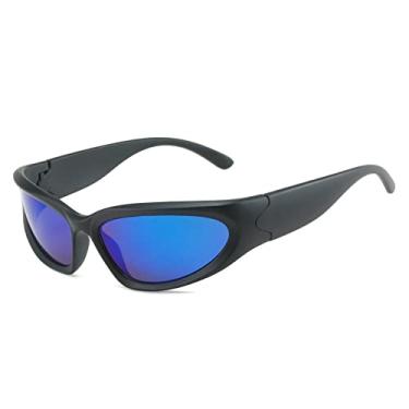 Imagem de Óculos de sol femininos masculinos design espelho esporte luxo vintage unissex óculos de sol masculino motorista equitação óculos tons, preto azul, um