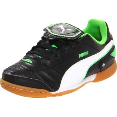 Imagem de Puma Chuteira de futebol Esito Finale IT (criança pequena/criança grande), Preto/branco/verde fluorescente, 5 Big Kid
