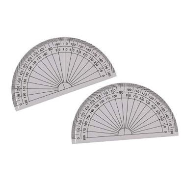 Imagem de Tupalizy Protratores matemáticos pequenos de 180 graus, transferidores de medição de ângulo de plástico para desenho de dever de casa de professor, livros de texto de aula de professor, fornecimento de folhas de trabalho de escritório escolar, transparente, 2 peças