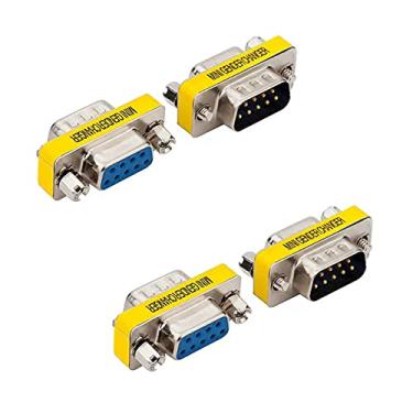 Imagem de LuoQiuFa Pacote com 4 cabos seriais Rs232 9 pinos DB9 fêmea para fêmea/macho para macho conector adaptador de acoplador de troca de gênero