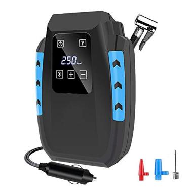 Imagem de PinPle Inflador de pneu digital portátil com luz LED, monitor LCD digital DC 12 V com desligamento automático inflador compressor de ar de inflação rápida dos anos 60 para carro, bicicleta, motocicleta, basquete