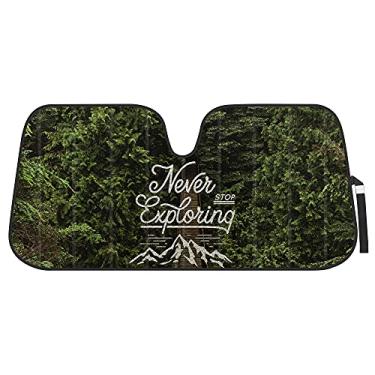 Imagem de BDK Nunca pare de explorar o para-brisas dianteiro, para-sol, sanfonado, dobrável, para carro, caminhão, SUV-bloqueia raios UV, protetor contra o sol - mantém seu veículo fresco - 147 x 68 cm