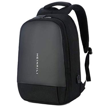 Imagem de Mochila de ombro para notebook bolsa de ombro impermeável pano oxford masculino multifunções USB mochila, alça de ombro ajustável