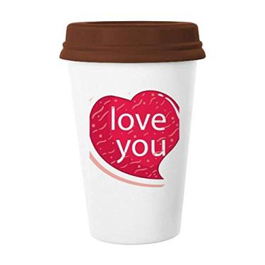Imagem de Caneca de cerâmica para o Dia dos Namorados Coração Rosa I Love Caneca de Café Copo de Cerâmica