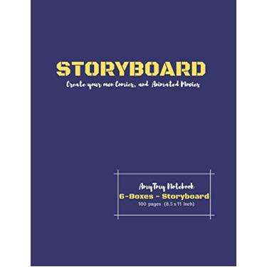 Imagem de Storyboard - Create your own Comic and Animated Movies - 6 Boxes - Storyboard - AmyTmy Notebook - 100 pages - 8.5 x 11 inch - Matte Cover