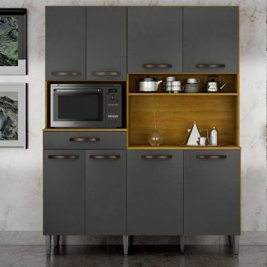 Imagem de Cozinha Compacta 8 Portas 1 Gaveta 1600 Pratic CHF Cinamomo/Grafite