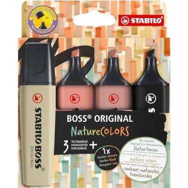 Imagem de Marca Texto – STABILO BOSS ORIGINAL NatureCOLORS – Estojo com 4 unidades – Mud Green, Sienna, Umber, Preto