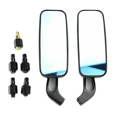 Imagem de Espelhos retrovisores universais de motocicleta 360º Ângulo ajustável, espelho azul fumê para visão clara, camada de bloqueio, serve para qualquer motocicleta, visual preto clássico - Scooter de