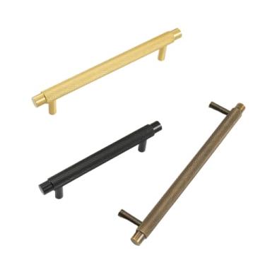 Imagem de Puxadores de móveis de bronze serrilhado antigo armário de bronze cômoda caixa de sapato gaveta armário botões t-bar, l3137, sb, m, china