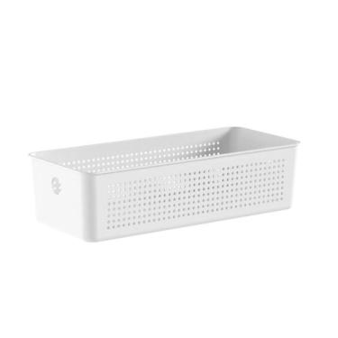 Imagem de Cesto Organizador Empilhável Multiuso Flow Bege 34x15x9cm Ou, Branco