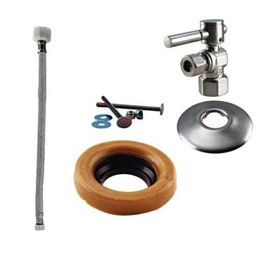 Imagem de Westbrass Kit de instalação de vaso sanitário com alavanca IPS de 1,27 cm com linha de fornecimento de aço, níquel acetinado, D1613TBL-07