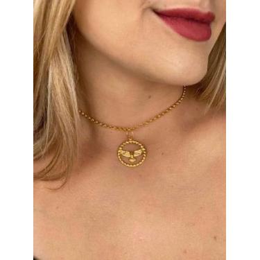 Imagem de Cordão Feminino + Pingente Espirito Santo - Banhado A Ouro 18k Luxo - 