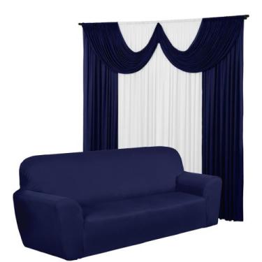 Imagem de Kit Sala Cortina 2 Metros Paris + Capa 4 Lugares Coladinha Spandex - D