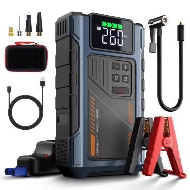 Imagem de Carregador de bateria de carro Jump Starter com compressor de ar 2500A
