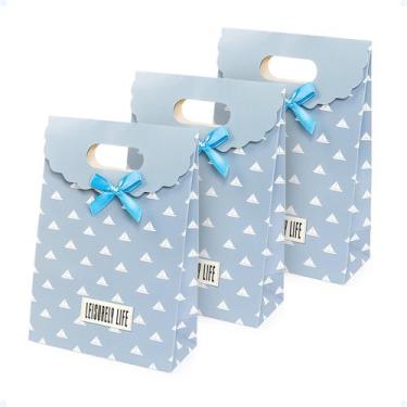 Imagem de Kit 3 Sacolas De Papel Lembrancinha Embalagem Presente 18x23 - Hxt, Az