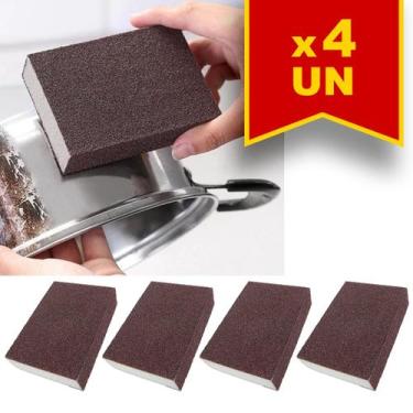 Imagem de Kit 4 Esponja Mágica para Panelas Inox Forno Remove Ferrugem - Yaay