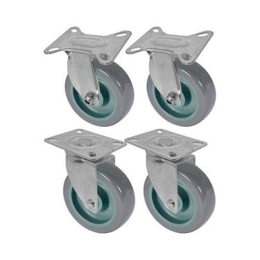 Imagem de Kit 4 un roda rodízio fixo e giratório pvc bp 2 pol 50mm - AJAX