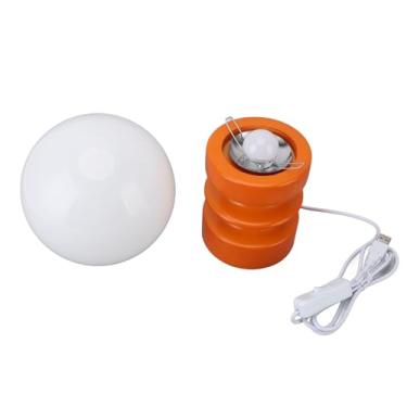 Imagem de Lâmpada de mesa retrô decorativa de vidro de vidro base de madeira USB Small Tadandeira de cabeceira para o quarto de cabeceira laranja