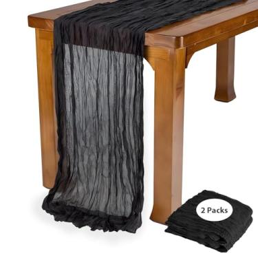 Imagem de BEELIFY Pacote Com 2 Caminhos De Mesa Gaze Preta 3 Metros, Toalha Queijo Estilo Boho, Rústica E Transparente Para Decoração Festa Casamento (89 X 28 Cm)