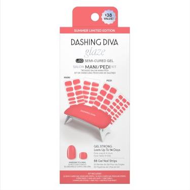 Imagem de Dashing Diva Kit Glaze Mani Pedicure - A Vitamina C Vem Com Lâmpada Led Para Unhas, Tiras De Gel Semicuradas Longa Duração Dedos Dos Pés E Mãos